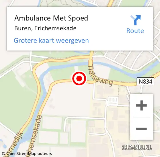 Locatie op kaart van de 112 melding: Ambulance Met Spoed Naar Buren, Erichemsekade op 23 maart 2014 09:44