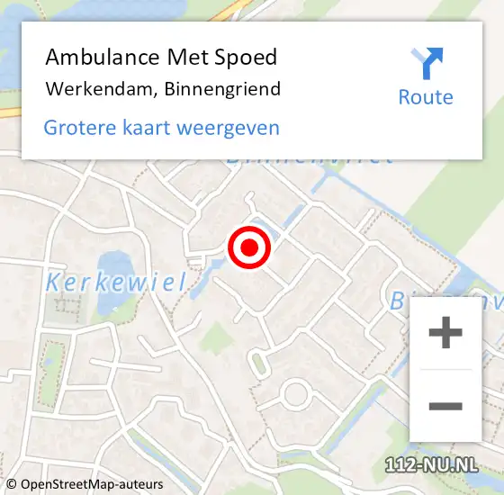 Locatie op kaart van de 112 melding: Ambulance Met Spoed Naar Werkendam, Binnengriend op 11 februari 2019 09:00