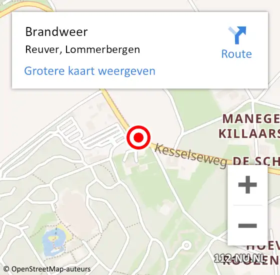 Locatie op kaart van de 112 melding: Brandweer Reuver, Lommerbergen op 11 februari 2019 09:02