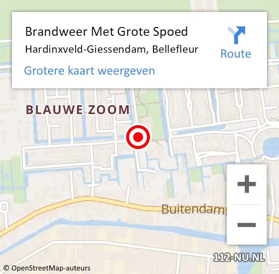 Locatie op kaart van de 112 melding: Brandweer Met Grote Spoed Naar Hardinxveld-Giessendam, Bellefleur op 11 februari 2019 09:12