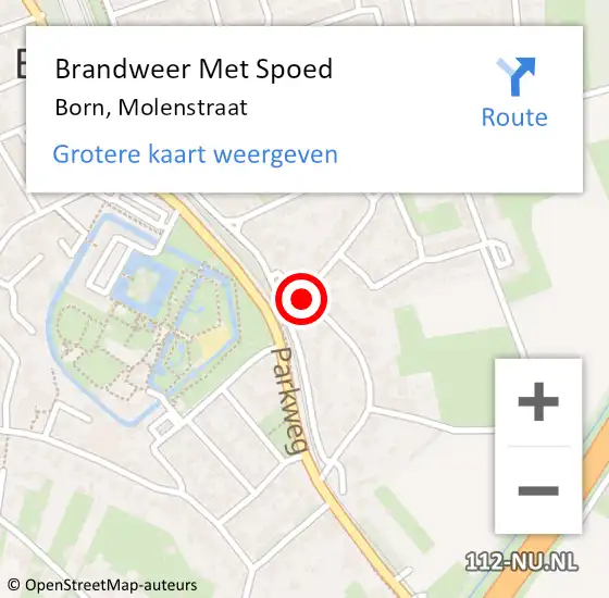 Locatie op kaart van de 112 melding: Brandweer Met Spoed Naar Born, Molenstraat op 11 februari 2019 10:03