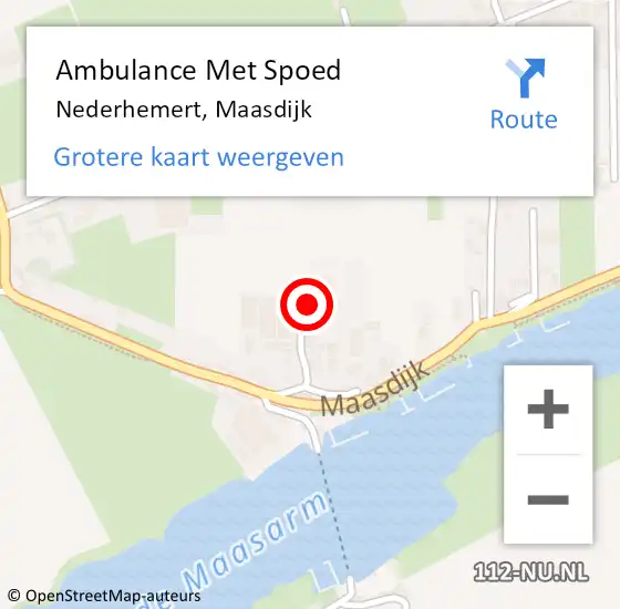 Locatie op kaart van de 112 melding: Ambulance Met Spoed Naar Nederhemert, Maasdijk op 11 februari 2019 11:28