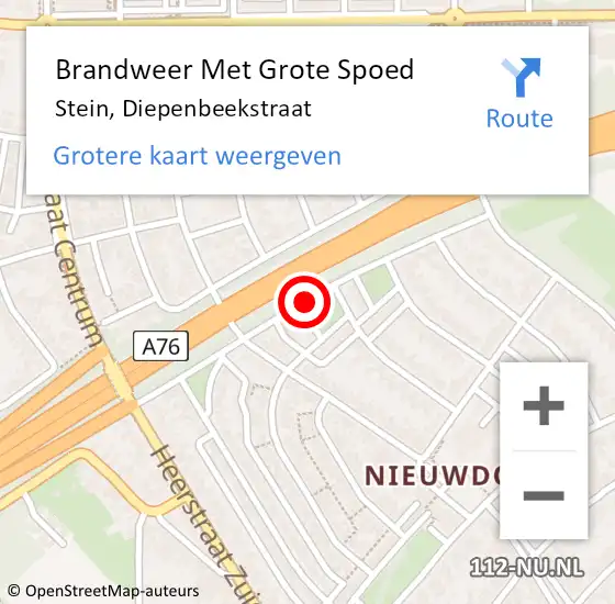 Locatie op kaart van de 112 melding: Brandweer Met Grote Spoed Naar Stein, Diepenbeekstraat op 11 februari 2019 11:30