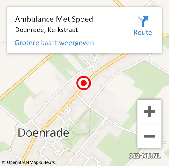 Locatie op kaart van de 112 melding: Ambulance Met Spoed Naar Doenrade, Kerkstraat op 23 maart 2014 10:19