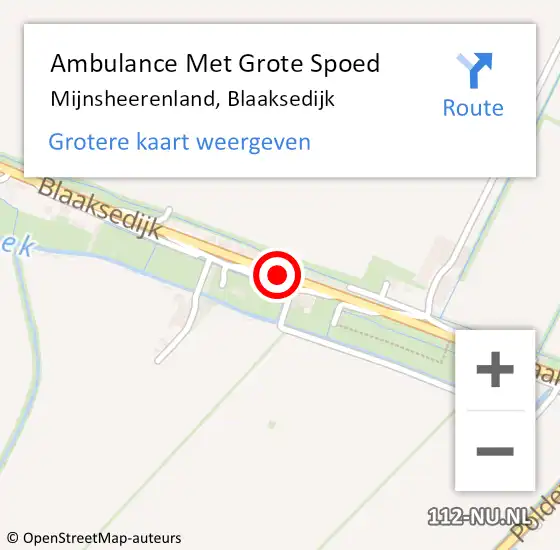Locatie op kaart van de 112 melding: Ambulance Met Grote Spoed Naar Mijnsheerenland, Blaaksedijk op 11 februari 2019 13:22