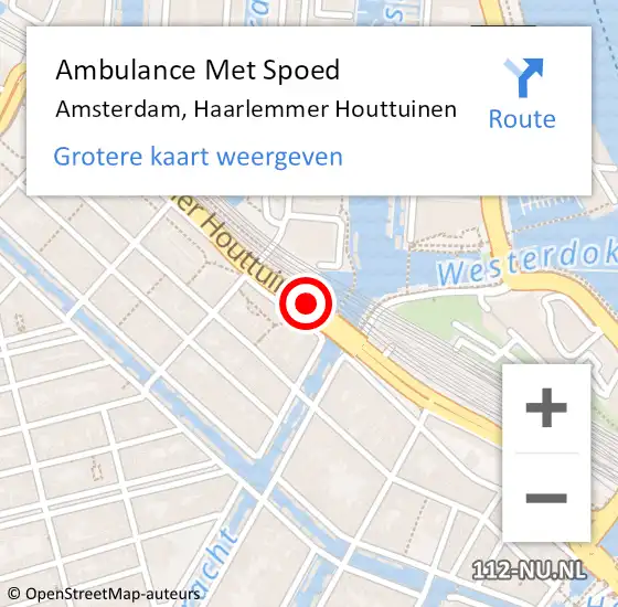 Locatie op kaart van de 112 melding: Ambulance Met Spoed Naar Amsterdam, Haarlemmer Houttuinen op 11 februari 2019 14:05