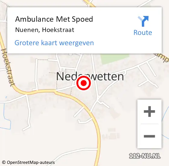 Locatie op kaart van de 112 melding: Ambulance Met Spoed Naar Nuenen, Hoekstraat op 11 februari 2019 14:32