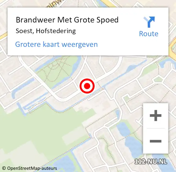 Locatie op kaart van de 112 melding: Brandweer Met Grote Spoed Naar Soest, Hofstedering op 11 februari 2019 17:02