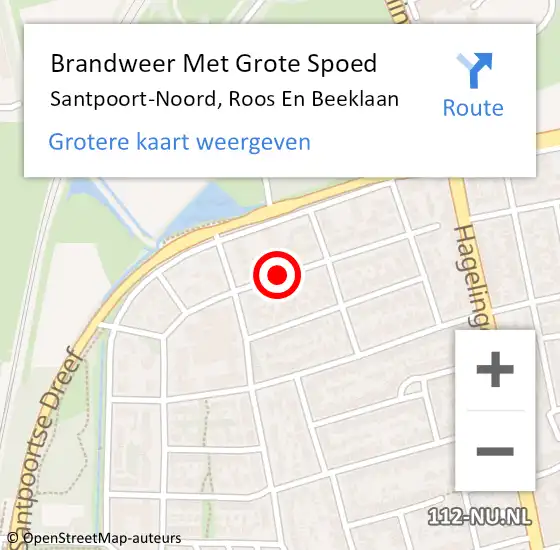 Locatie op kaart van de 112 melding: Brandweer Met Grote Spoed Naar Santpoort-Noord, Roos En Beeklaan op 11 februari 2019 17:18