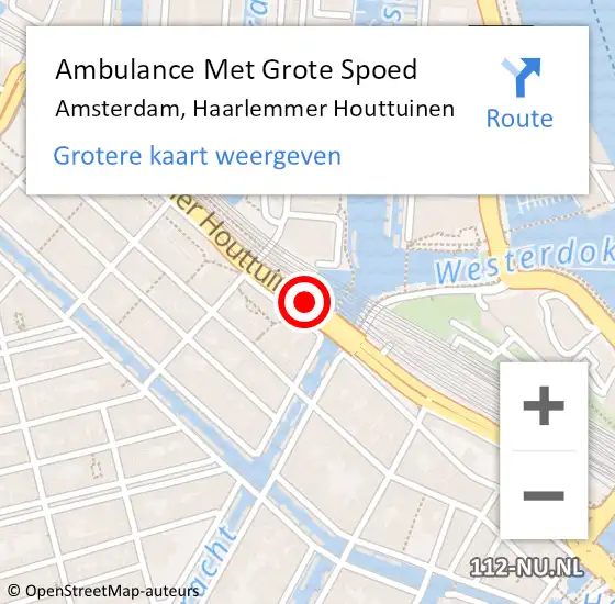 Locatie op kaart van de 112 melding: Ambulance Met Grote Spoed Naar Amsterdam, Haarlemmer Houttuinen op 11 februari 2019 17:23