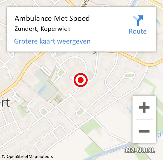 Locatie op kaart van de 112 melding: Ambulance Met Spoed Naar Zundert, Koperwiek op 11 februari 2019 17:26