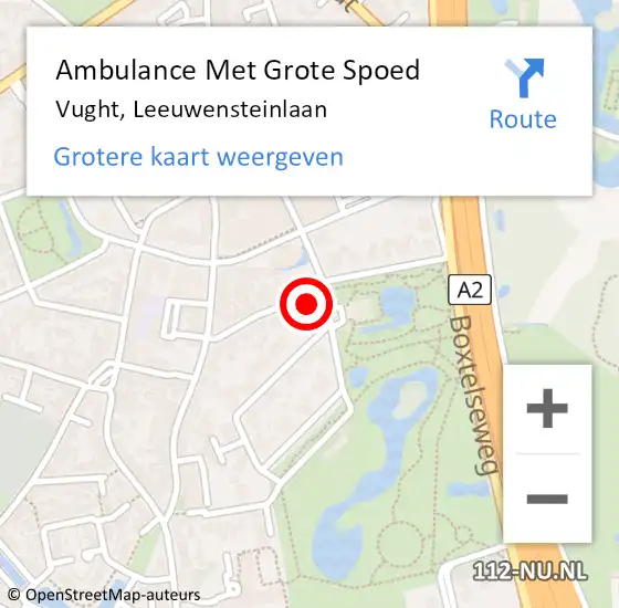 Locatie op kaart van de 112 melding: Ambulance Met Grote Spoed Naar Vught, Leeuwensteinlaan op 11 februari 2019 18:10