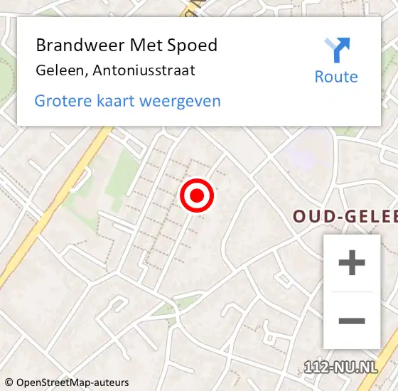 Locatie op kaart van de 112 melding: Brandweer Met Spoed Naar Geleen, Antoniusstraat op 11 februari 2019 18:54