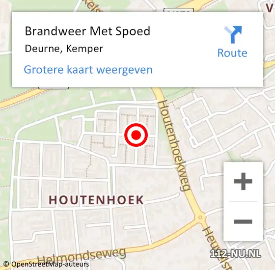 Locatie op kaart van de 112 melding: Brandweer Met Spoed Naar Deurne, Kemper op 11 februari 2019 19:32