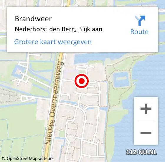 Locatie op kaart van de 112 melding: Brandweer Nederhorst den Berg, Blijklaan op 11 februari 2019 19:38