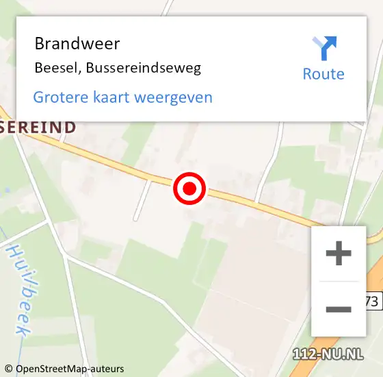 Locatie op kaart van de 112 melding: Brandweer Beesel, Bussereindseweg op 11 februari 2019 19:56