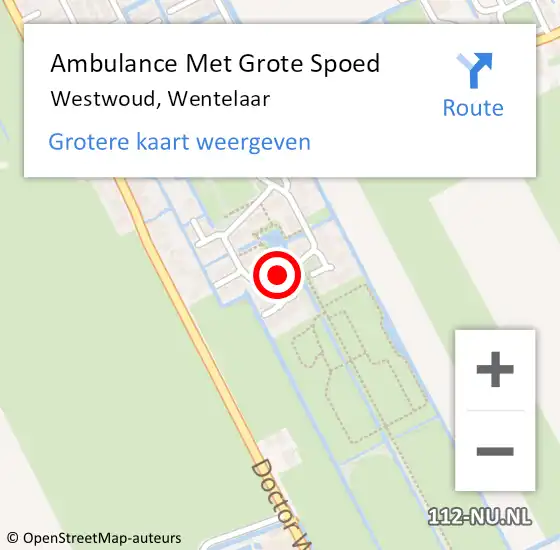 Locatie op kaart van de 112 melding: Ambulance Met Grote Spoed Naar Westwoud, Wentelaar op 11 februari 2019 20:01