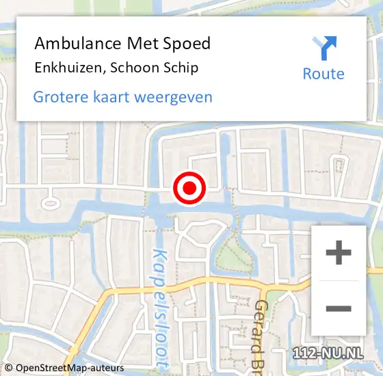 Locatie op kaart van de 112 melding: Ambulance Met Spoed Naar Enkhuizen, Schoon Schip op 11 februari 2019 20:18