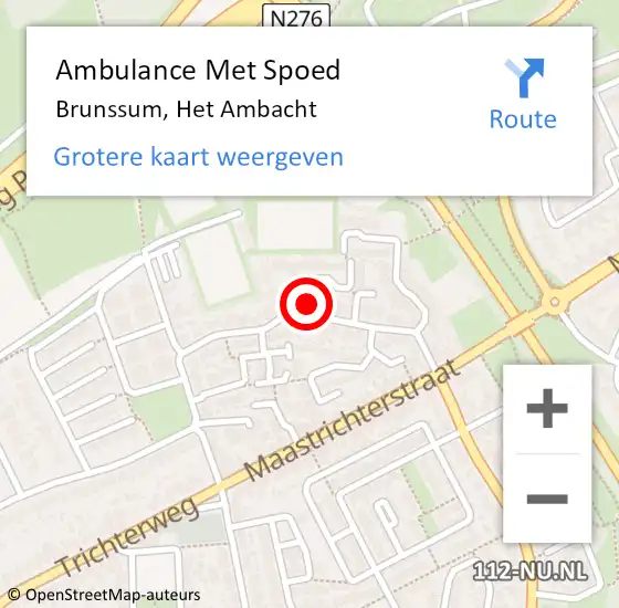 Locatie op kaart van de 112 melding: Ambulance Met Spoed Naar Brunssum, Het Ambacht op 23 maart 2014 11:16