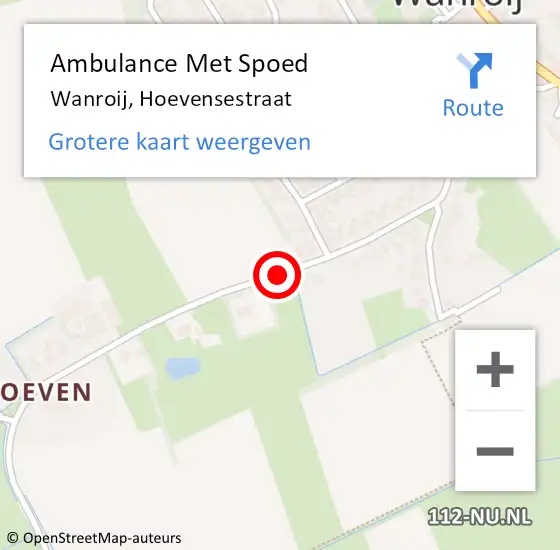 Locatie op kaart van de 112 melding: Ambulance Met Spoed Naar Wanroij, Hoevensestraat op 11 februari 2019 20:43