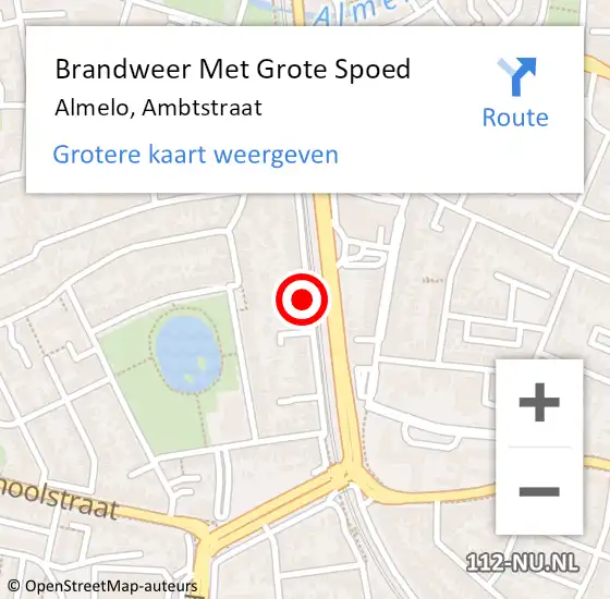 Locatie op kaart van de 112 melding: Brandweer Met Grote Spoed Naar Almelo, Ambtstraat op 11 februari 2019 20:48