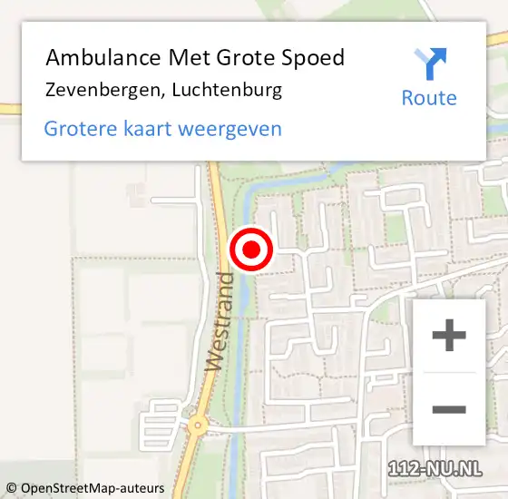 Locatie op kaart van de 112 melding: Ambulance Met Grote Spoed Naar Zevenbergen, Luchtenburg op 11 februari 2019 21:35