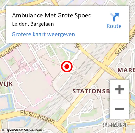 Locatie op kaart van de 112 melding: Ambulance Met Grote Spoed Naar Leiden, Bargelaan op 11 februari 2019 21:43