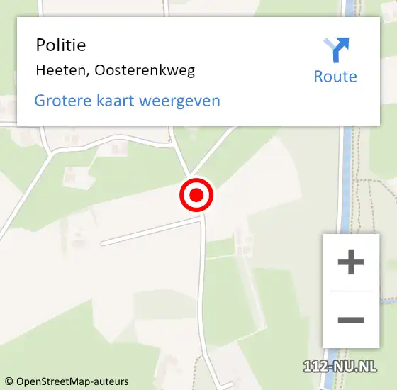 Locatie op kaart van de 112 melding: Politie Heeten, Oosterenkweg op 11 februari 2019 23:12