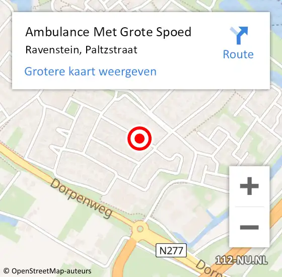Locatie op kaart van de 112 melding: Ambulance Met Grote Spoed Naar Ravenstein, Paltzstraat op 11 februari 2019 23:33