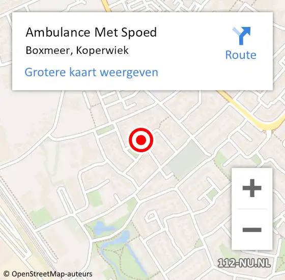 Locatie op kaart van de 112 melding: Ambulance Met Spoed Naar Boxmeer, Koperwiek op 12 februari 2019 01:37