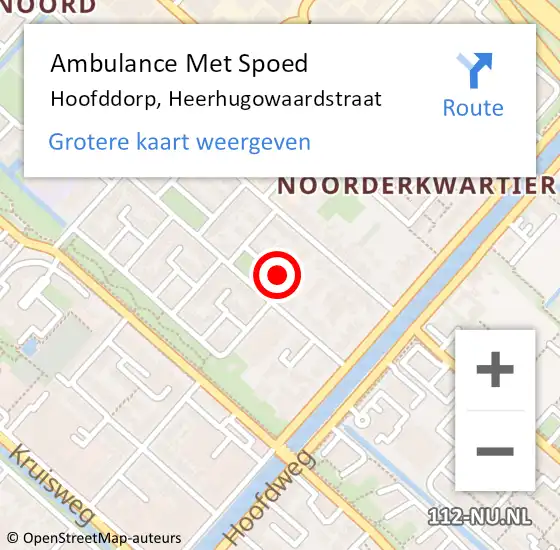 Locatie op kaart van de 112 melding: Ambulance Met Spoed Naar Hoofddorp, Heerhugowaardstraat op 12 februari 2019 03:25