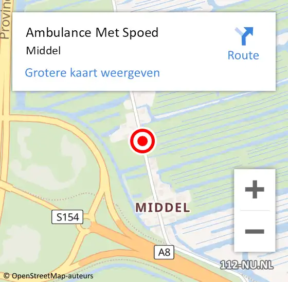 Locatie op kaart van de 112 melding: Ambulance Met Spoed Naar Middel op 12 februari 2019 04:33
