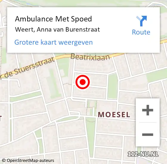 Locatie op kaart van de 112 melding: Ambulance Met Spoed Naar Weert, Anna van Burenstraat op 23 maart 2014 11:40