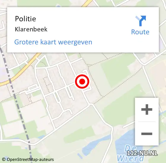 Locatie op kaart van de 112 melding: Politie Klarenbeek op 12 februari 2019 05:40