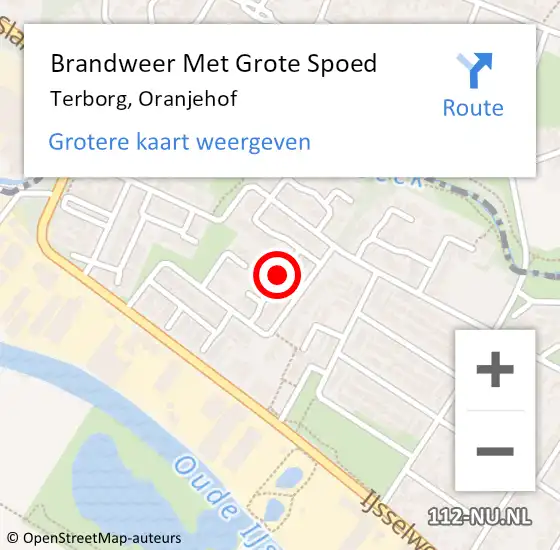 Locatie op kaart van de 112 melding: Brandweer Met Grote Spoed Naar Terborg, Oranjehof op 12 februari 2019 09:52