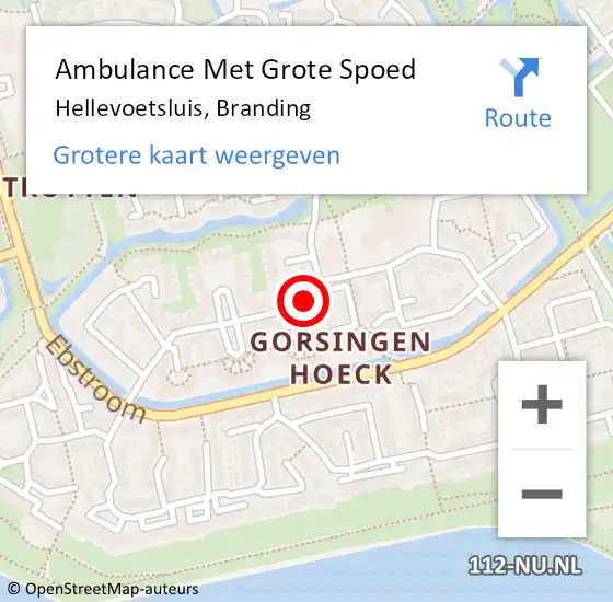 Locatie op kaart van de 112 melding: Ambulance Met Grote Spoed Naar Hellevoetsluis, Branding op 12 februari 2019 09:53