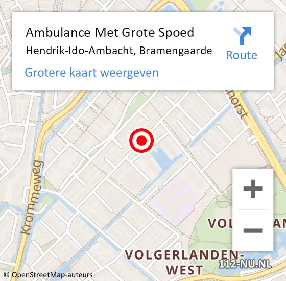 Locatie op kaart van de 112 melding: Ambulance Met Grote Spoed Naar Hendrik-Ido-Ambacht, Bramengaarde op 12 februari 2019 10:33