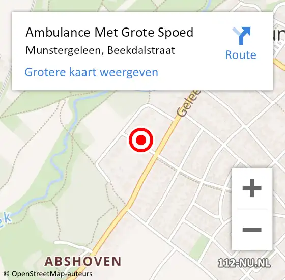 Locatie op kaart van de 112 melding: Ambulance Met Grote Spoed Naar Munstergeleen, Beekdalstraat op 23 maart 2014 12:09