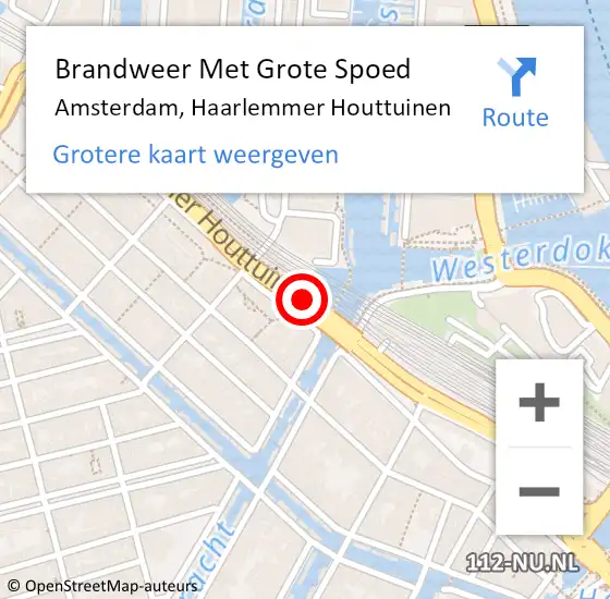 Locatie op kaart van de 112 melding: Brandweer Met Grote Spoed Naar Amsterdam, Haarlemmer Houttuinen op 12 februari 2019 11:42
