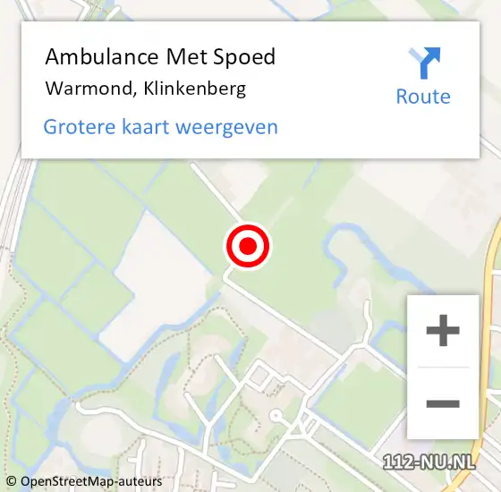 Locatie op kaart van de 112 melding: Ambulance Met Spoed Naar Warmond, Klinkenberg op 23 maart 2014 12:20