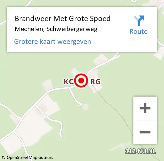 Locatie op kaart van de 112 melding: Brandweer Met Grote Spoed Naar Mechelen, Schweibergerweg op 12 februari 2019 13:27