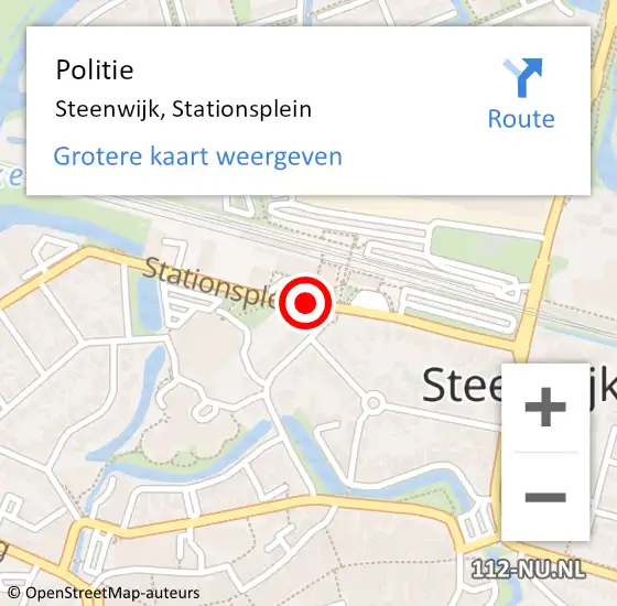 Locatie op kaart van de 112 melding: Politie Steenwijk, Stationsplein op 12 februari 2019 14:34