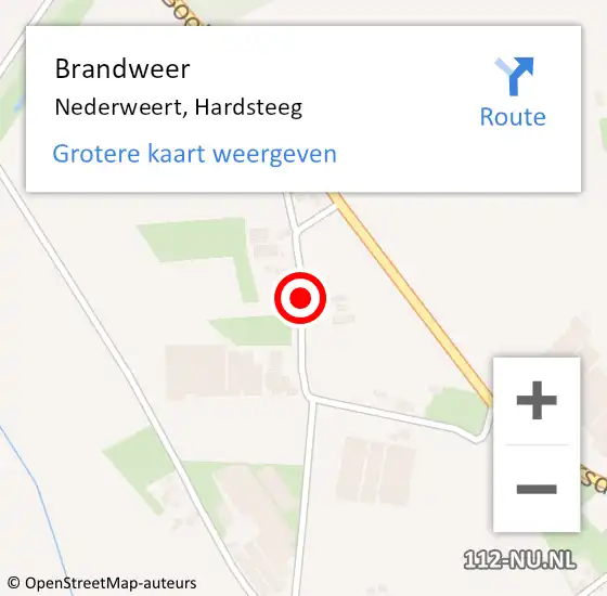 Locatie op kaart van de 112 melding: Brandweer Nederweert, Hardsteeg op 12 februari 2019 15:05