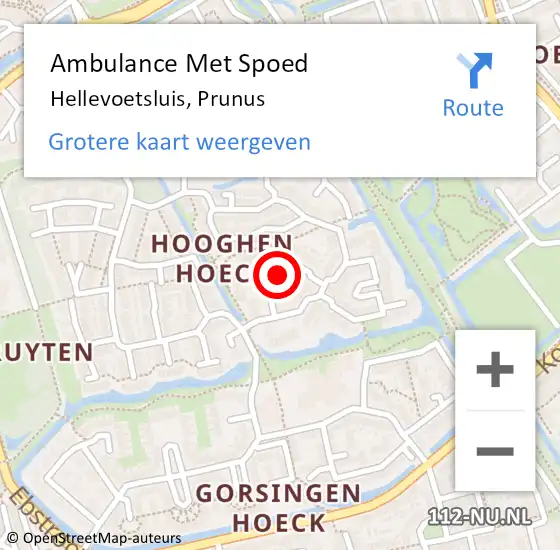 Locatie op kaart van de 112 melding: Ambulance Met Spoed Naar Hellevoetsluis, Prunus op 12 februari 2019 15:19