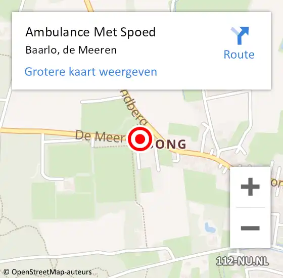 Locatie op kaart van de 112 melding: Ambulance Met Spoed Naar Baarlo, de Meeren op 23 maart 2014 12:49