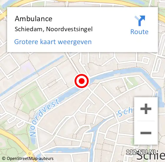 Locatie op kaart van de 112 melding: Ambulance Schiedam, Noordvestsingel op 12 februari 2019 16:10