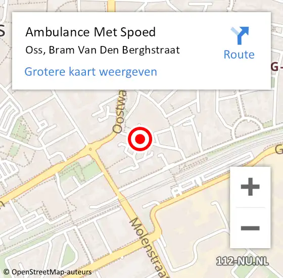 Locatie op kaart van de 112 melding: Ambulance Met Spoed Naar Oss, Bram Van Den Berghstraat op 12 februari 2019 16:19