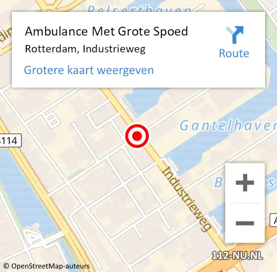 Locatie op kaart van de 112 melding: Ambulance Met Grote Spoed Naar Rotterdam, Industrieweg op 12 februari 2019 17:44