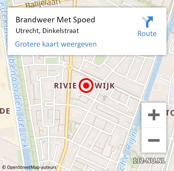 Locatie op kaart van de 112 melding: Brandweer Met Spoed Naar Utrecht, Dinkelstraat op 12 februari 2019 17:51