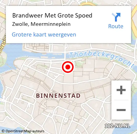 Locatie op kaart van de 112 melding: Brandweer Met Grote Spoed Naar Zwolle, Meerminneplein op 23 maart 2014 12:58